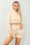 Crucifix Cross Cropped Hooded Short Set