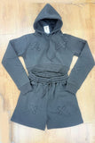 Crucifix Cross Cropped Hooded Short Set