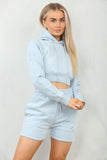 Crucifix Cross Cropped Hooded Short Set