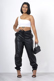 Black Leather Look Relaxed Fit Joggers
