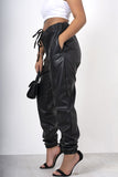 Black Leather Look Relaxed Fit Joggers