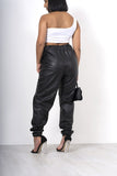 Black Leather Look Relaxed Fit Joggers