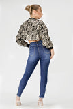 Black Love Print Cropped Jumper