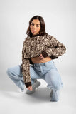 Black Love Print Cropped Jumper
