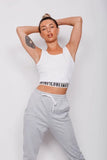 White Love Tape Trim Crop Vest