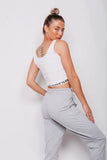 White Love Tape Trim Crop Vest