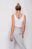 White Love Tape Trim Crop Vest