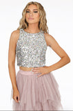 Sequin Cropped Sleeveless Top