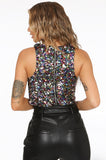 Sequin Cropped Sleeveless Top
