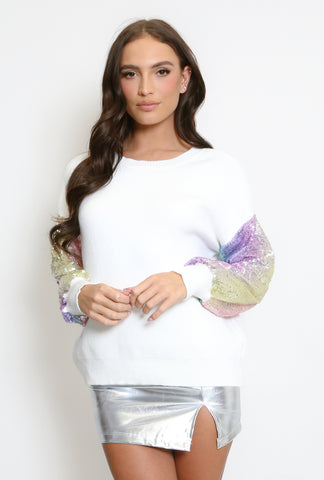 Ombre Sequin Sleeve Jumper