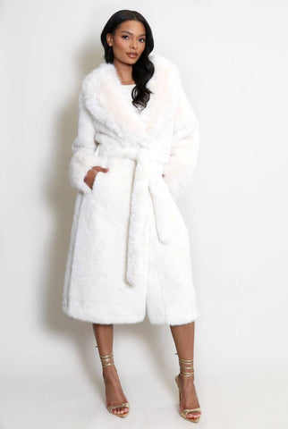 Faux Fur Belted Coat