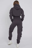 Cargo Pocket Cropped Hoodie with Cuffed Leg Joggers