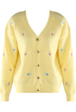 Embroidered Heart Button Cardigan