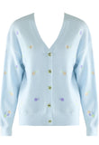 Embroidered Heart Button Cardigan