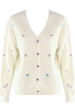 Embroidered Heart Button Cardigan