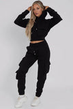 Cargo Pocket Cropped Hoodie with Cuffed Leg Joggers