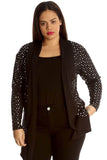 Plus Size Foil Polka Dot Open Front Cardigan