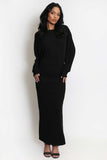 Long Sleeve Ruched Draped Midi Dress