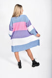 Blue Colour Block Longline Cardigan