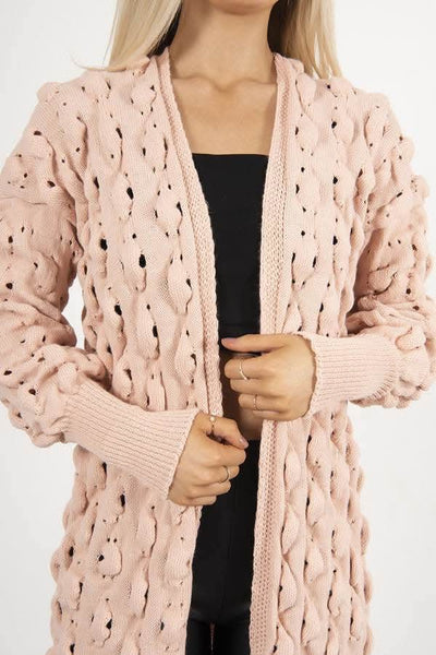 Dusty Bubble Knit Chunky Longline Cardigan