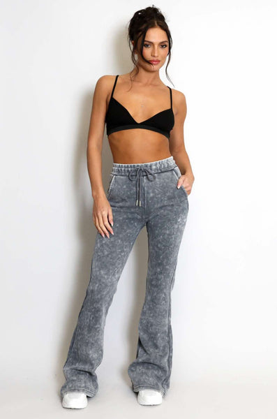 Acid Wash Fitted Flare Trouser