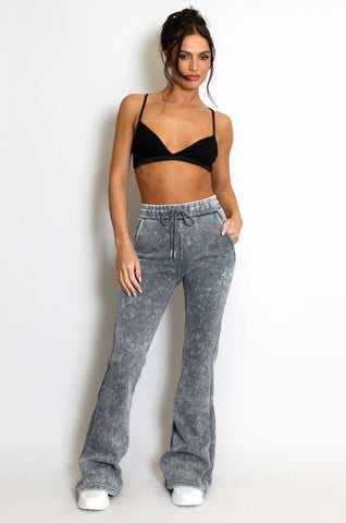 Acid Wash Fitted Flare Trouser