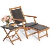 Patio Rattan Sun Lounger and Table