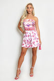 Floral Print Satin Bandeau Playsuit
