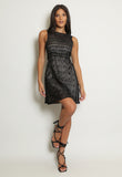 Black Plunge Back Lace Dress