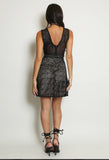 Black Plunge Back Lace Dress
