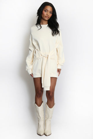 Tie Front Sweatshirt Dress