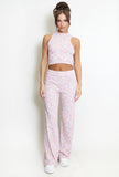 Space Dye Knit Crop Top And Trouser Set.