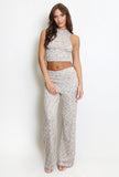 Space Dye Knit Crop Top And Trouser Set.