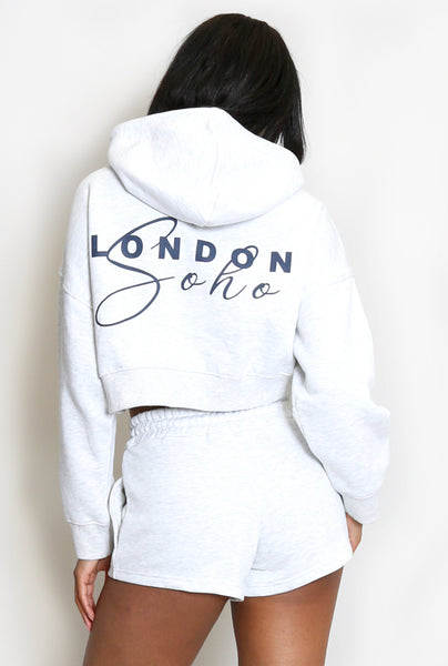 Soho London Cropped Hoodie And Shorts Set