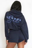 Soho London Cropped Hoodie And Shorts Set