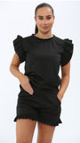 Black Frill Peplum With Short Set