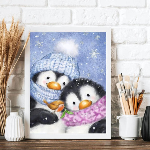 Christmas Penguin Diamond Art