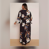 Plus Size Floral Print Wrap Dress