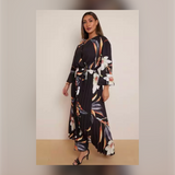 Plus Size Floral Print Wrap Dress