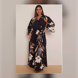 Plus Size Floral Print Wrap Dress