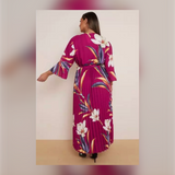 Plus Size Floral Print Wrap Dress