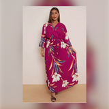 Plus Size Floral Print Wrap Dress