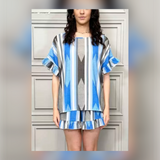 Plus Size Vibrant Zig Zag Print Matching Top & Shorts