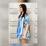 Plus Size Vibrant Zig Zag Print Matching Top & Shorts