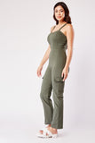 Pocket Flaps Side Fitted Jumpsuit
