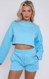 Oversized Crop Top & Shorts Fleece Co-ord