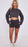 Oversized Crop Top & Shorts Fleece Co-ord