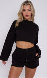 Oversized Crop Top & Shorts Fleece Co-ord