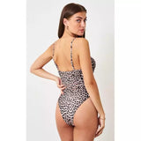Nude Leopard Print Swimming Costume
