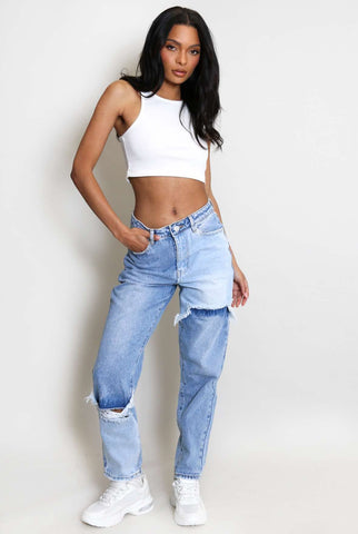 Ripped Two Tone Jeans